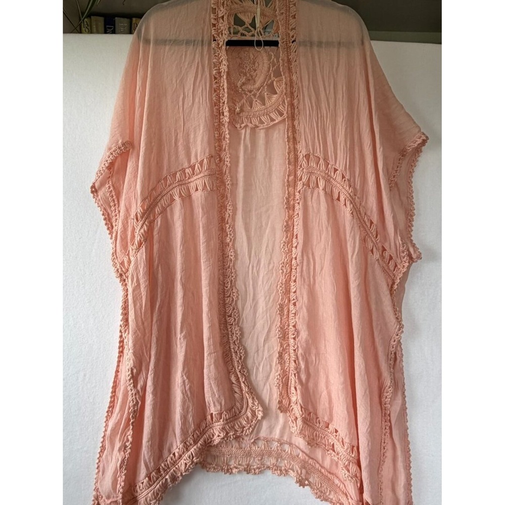 Do Everything in Love Boho Crochet Cardigan – Peach – One Size – NWOT